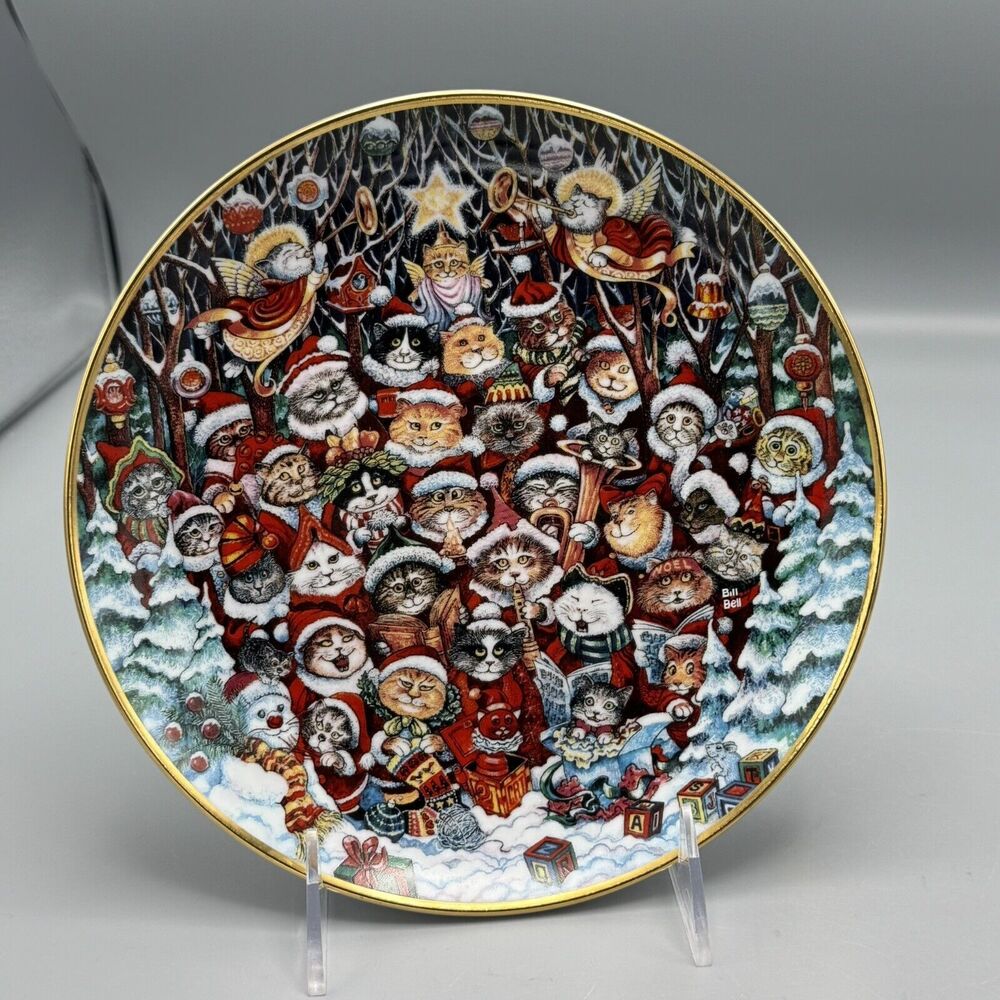 Franklin Mint Santa Claws Cats by Bill Bell Ltd Ed Collector Plate Christmas